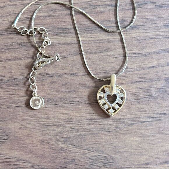 Pierre Cardin Rhinestone Heart Necklace - Picture 3 of 5